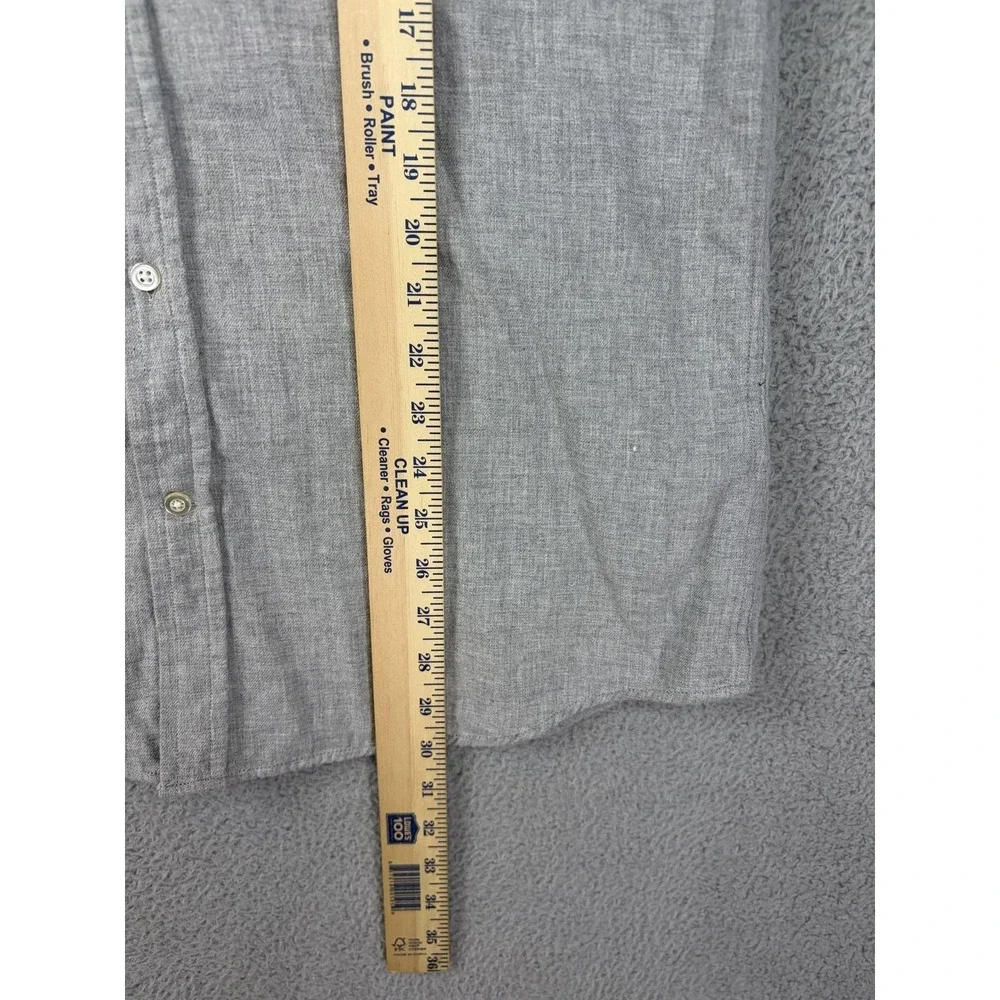 Banana Republic Shirt Mens LT Gray Chambray Long Sleeve Flannel Lined Slim Fit
